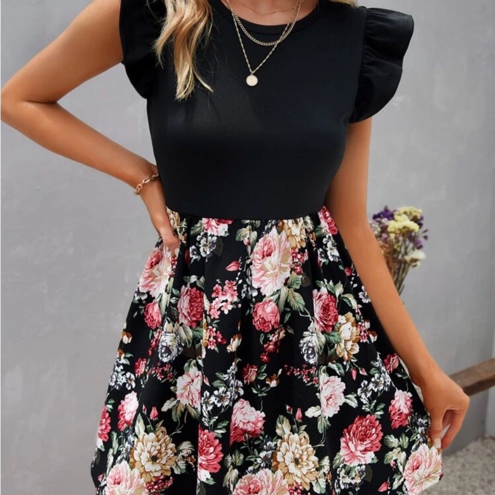 Floral Black Dress